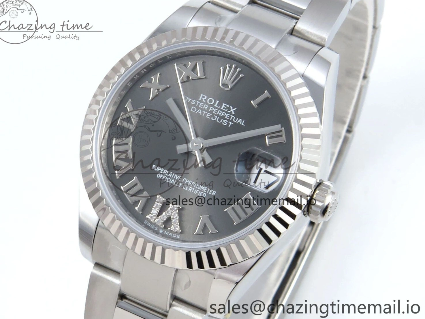 MiroTime 0518 EasyMatch DateJust 31 278274 ARF 1:1 Best Edition 904L Steel Gray Roman Diamonds Dial on SS Oyster Bracelet ETA 550
